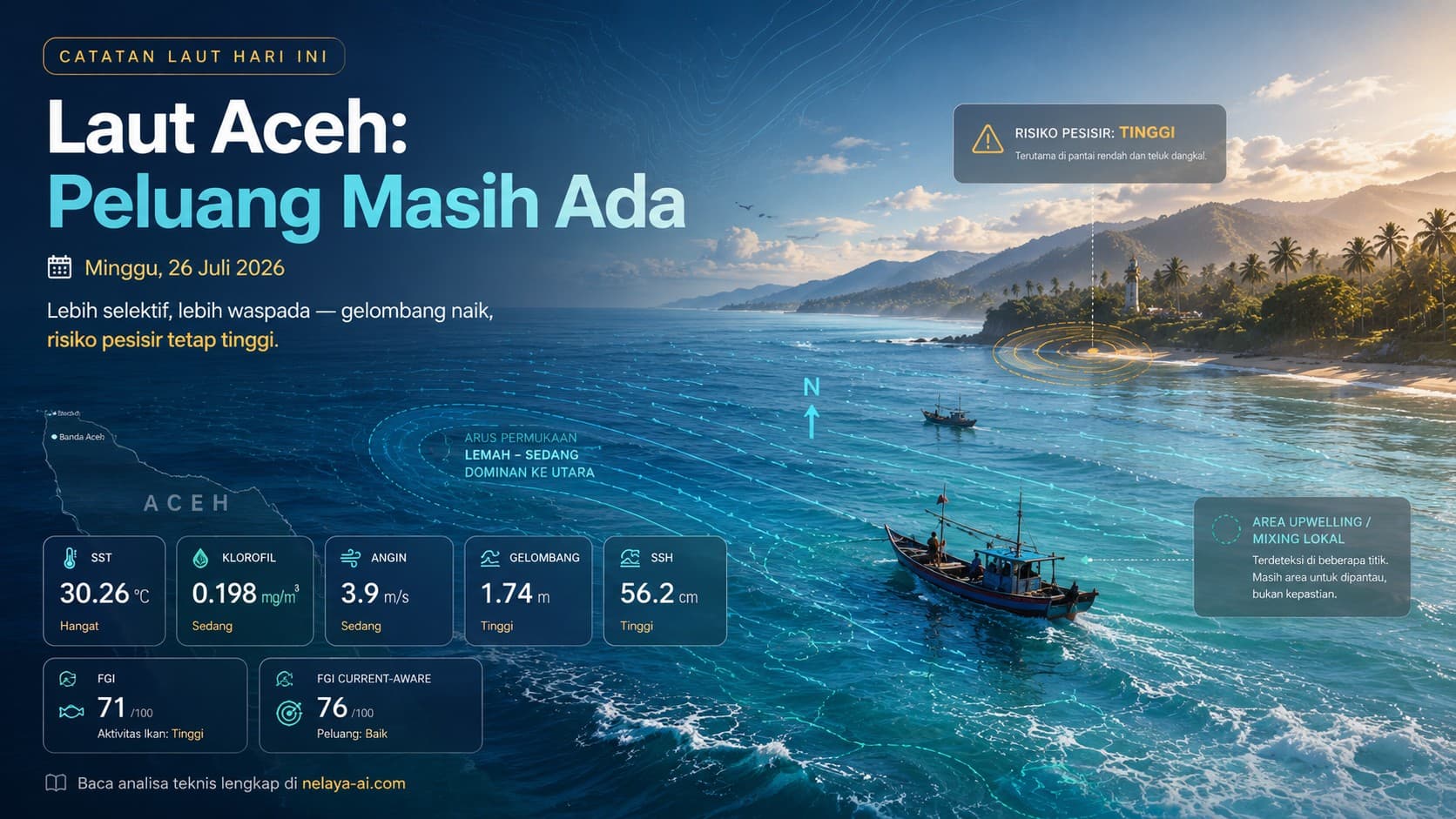 Minggu, Peluang Masih Ada tetapi Perlu Mewaspadai Gelombang dan Beri Perhatian Pada Pesisir