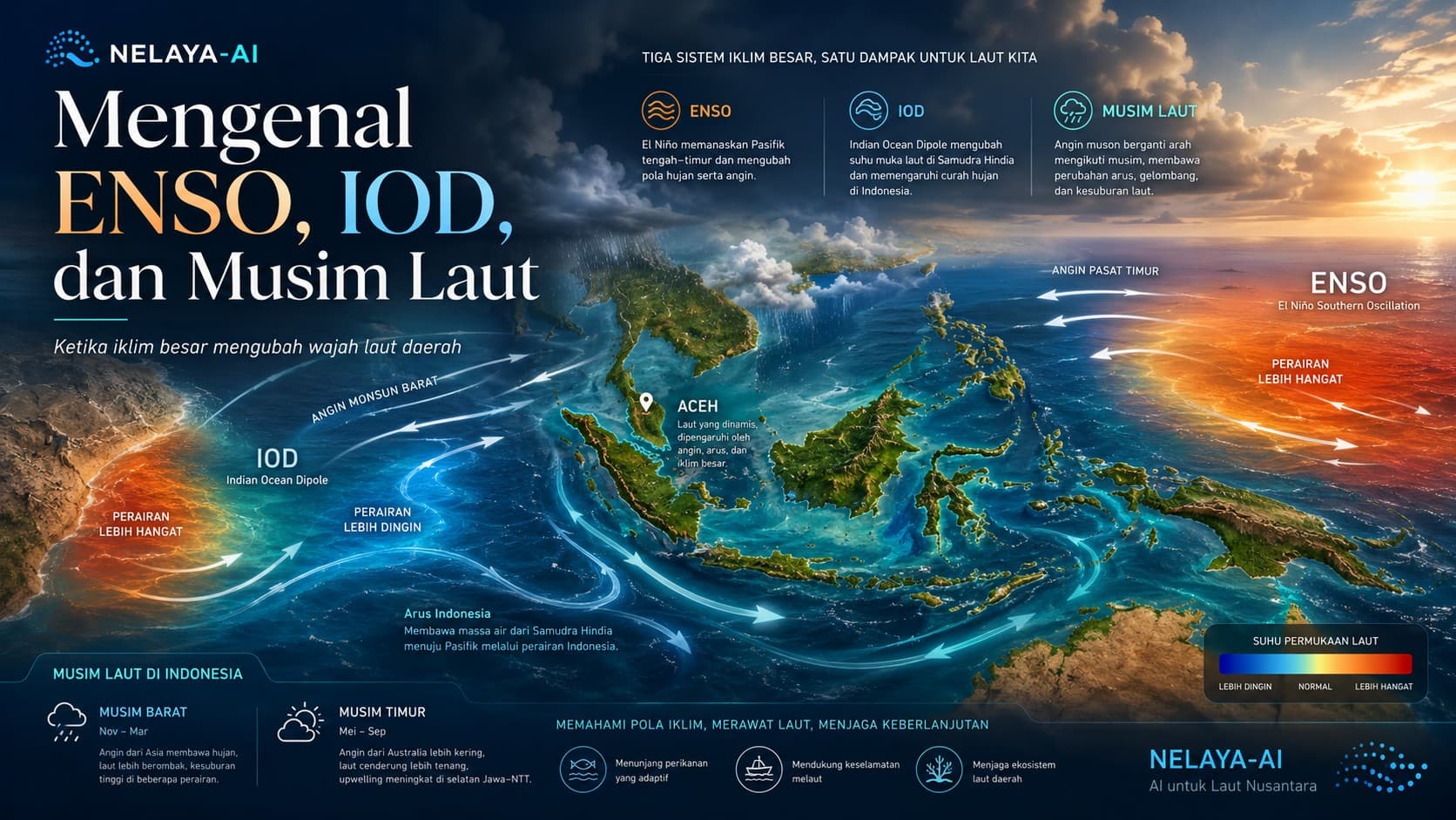 Mengenal ENSO, IOD, dan Musim Laut: Ketika Iklim Besar Mengubah Wajah Laut Daerah