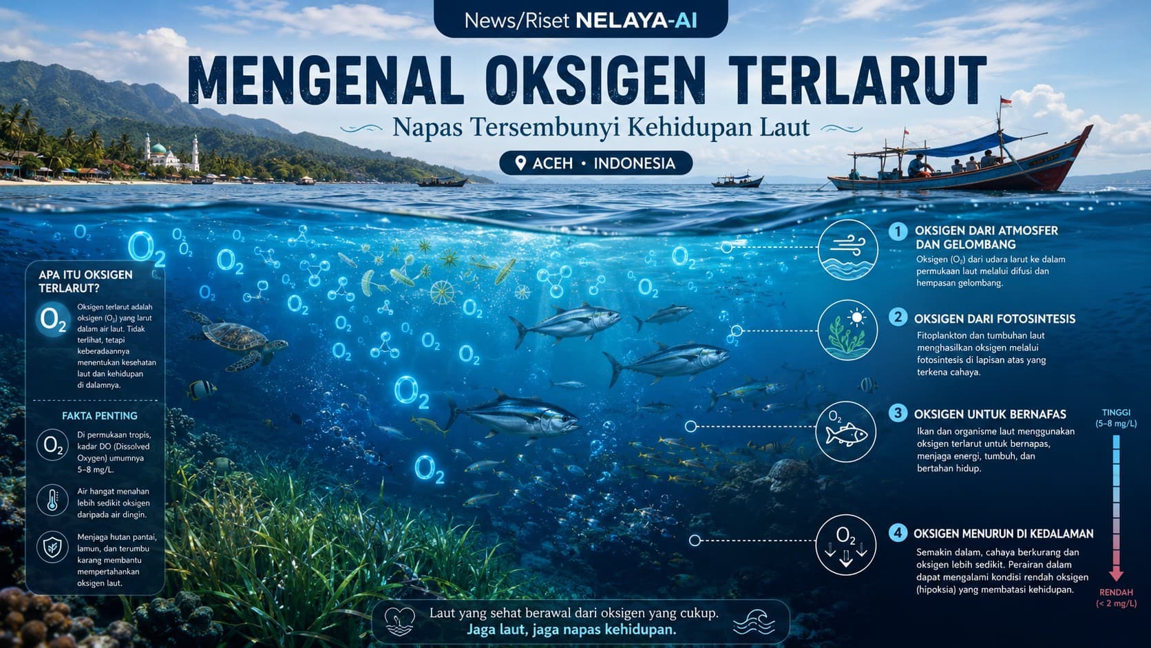 Mengenal Oksigen Terlarut: Napas Tersembunyi Kehidupan Laut