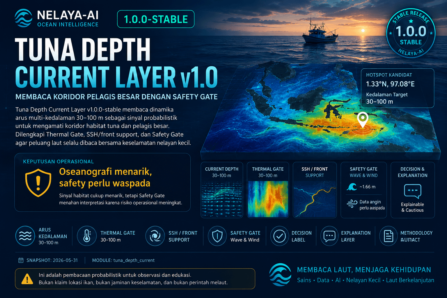 Tuna Depth Current Layer v1.0: Membaca Koridor Pelagis Besar dengan Safety Gate