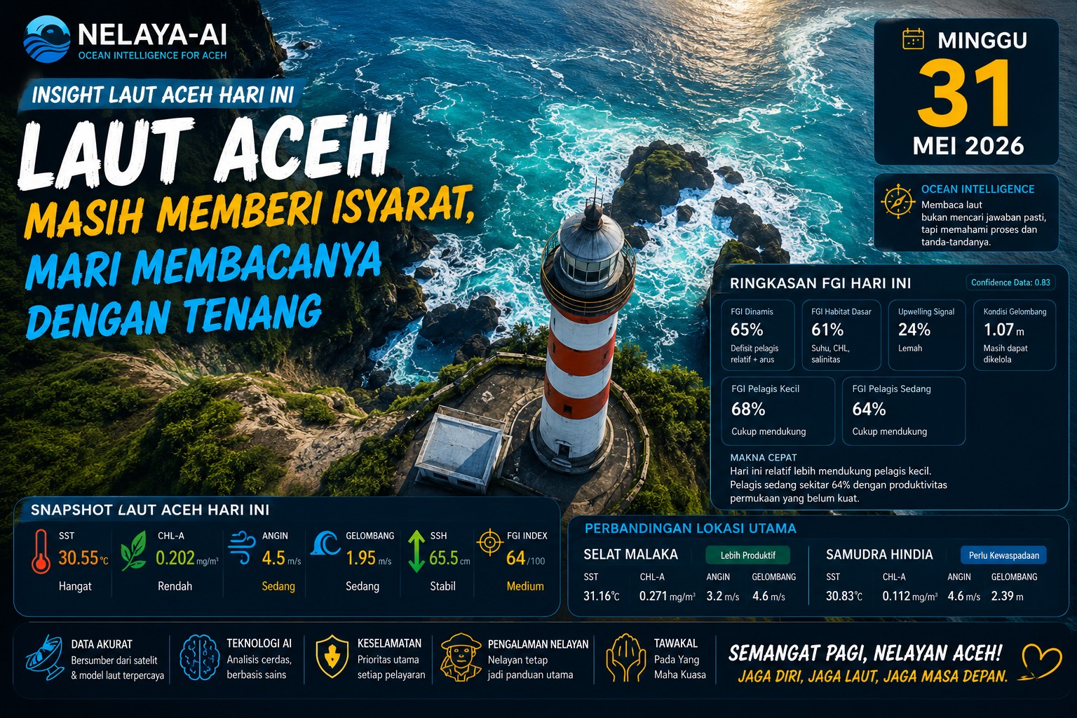 Minggu, Laut Masih Memberi Isyarat Namun Membutuhkan Kesabaran