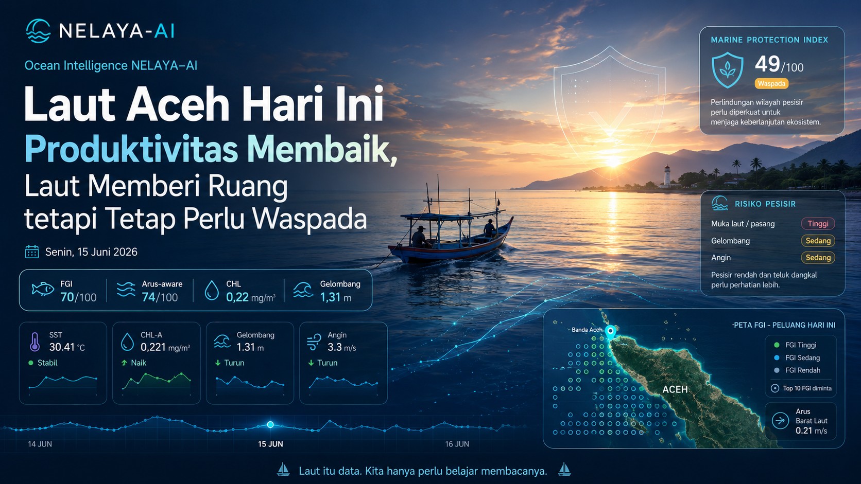 Senin, Produktivitas Membaik: Laut Aceh Memberi Ruang tetapi Tetap Perlu Waspada