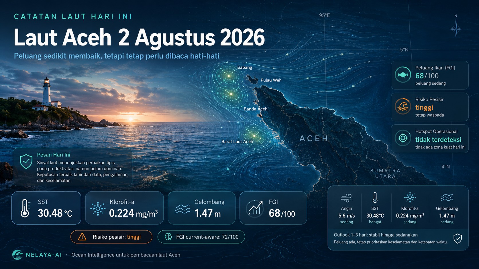 Minggu, Peluang Sedikit Membaik tetapi Laut Aceh Tetap Perlu Dibaca Hati-hati