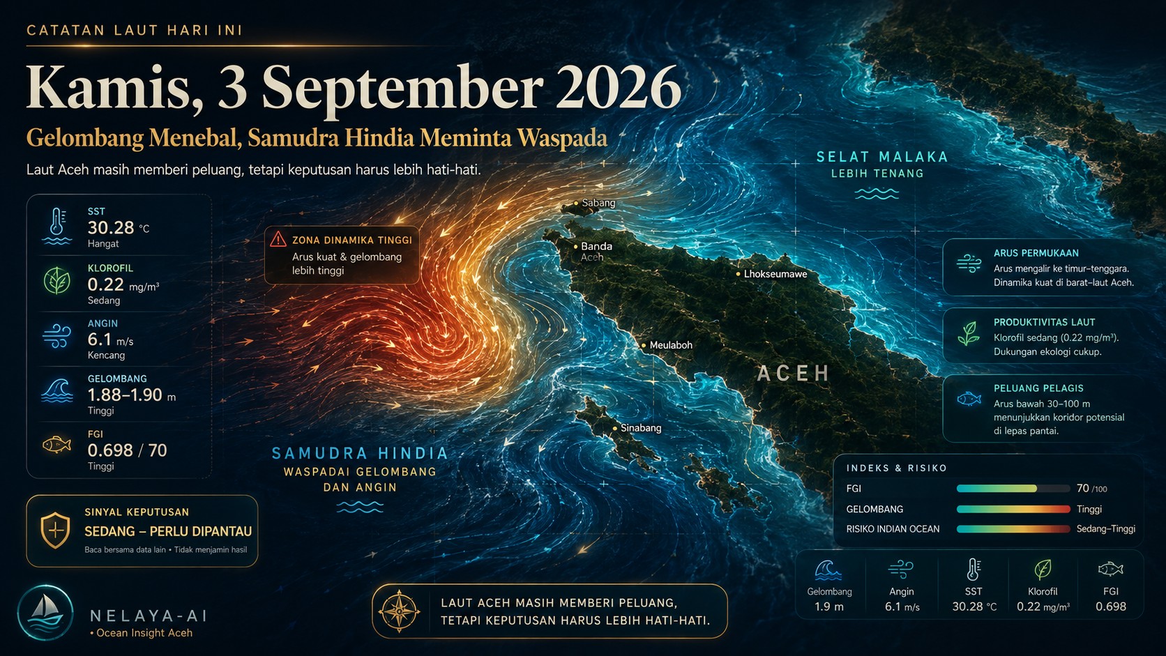 Kamis, Gelombang Menebal dan Samudra Hindia Meminta Waspada